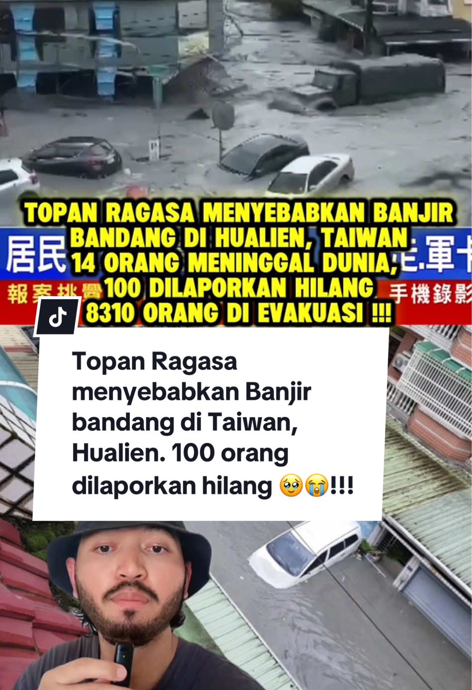 Topan dasyat Ragasa mengakibatkan Banjir Bandang di Taiwan, Hualien sangat parah, jembatan ambruk, mobil truk terendam dan terseret arus bahkan ketinggian air hingga atap rumah !! 100 orang dilaporkan hilang 🥹😭 , semoga saudara kita di Taiwan yang berjuang mencari nafkah diberikan keselamatan dan kesehatan hingga pulang nanti ke Indonesia bertemu keluarga dan sejahtera aaminnn 🤲 #topan #beritataiwan #pmitaiwan🇲🇨🇼🇸 #indonesia🇮🇩 #bencanaalam 