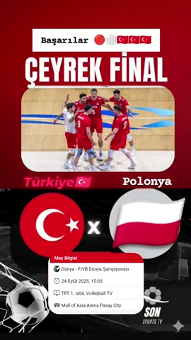 Türkiye - Polonya bugün saat 15:00 da Filenin Efeleri çeyrek finalde rakibi Polonya  BAŞARILAR DİLERİZ🇹🇷🇹🇷🇹🇷 #reels #fypage #keşfet #voleybol #türkiye 