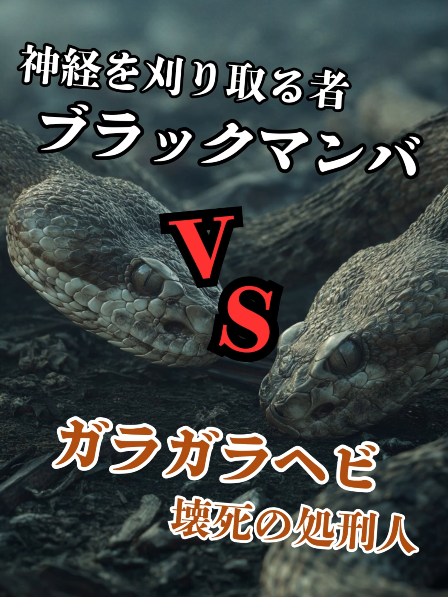 ◆動画タイトル◆ 【動物バトル】ガラガラヘビ（荒野の血の執行人）vs ブラックマンバ（サバンナの麻痺死神）／出血毒vs神経毒 ◆動画説明◆ この動画では、北米の毒蛇「ガラガラヘビ」と、アフリカ最速の毒蛇「ブラックマンバ」が、もしも真正面から激突したらどうなるのかをシミュレーション形式で描きます。 **ガラガラヘビ（Rattlesnake）**は、体長1〜2m、体重2〜5kgの中型毒蛇。 尾の「ラトル音」で敵を威嚇する独特の特徴を持ち、0.1秒で繰り出される俊敏なストライクは正確無比。 その毒は強力な血液毒で、筋肉や組織を破壊し、出血や壊死を引き起こす“荒野の血の執行人”。 対する**ブラックマンバ（Black Mamba）**は、体長2.5〜4.5m、体重1.5〜2kgと細長い体型ながら、地上を時速20km以上で移動できる俊敏さを誇ります。 攻撃は圧倒的スピードから繰り出す連続ストライクで、注ぎ込まれる神経毒は数分で獲物を麻痺させ、呼吸困難に陥らせる致死性を持ちます。 その即効性と連撃性能から“サバンナの麻痺死神”と呼ぶにふさわしい存在です。 本バトルでは、血を腐らせる致死毒を武器にするガラガラヘビと、神経を瞬時に麻痺させるブラックマンバ―― “荒野の血の執行人”と“サバンナの麻痺死神”、毒とスピードの極限対決が展開！ 果たして勝つのは、一撃で壊死をもたらすガラガラヘビか？ それとも即効性の神経毒で反撃の隙を与えないブラックマンバか？ 野生動物による究極の異種毒蛇決戦――その結末をぜひ最後までご覧ください！ ※コメント・高評価・チャンネル登録で「見てみたい動物バトル」のリクエストもお待ちしております！ VOICEVOX：大樹 ◆動画タグ◆ #ガラガラヘビvsブラックマンバ #動物バトル #荒野の血の執行人 #サバンナの麻痺死神 #血液毒vs神経毒 #毒蛇の頂上決戦 #野生の攻防戦 #異種格闘戦 #もしも対決 #動物シミュレーション #蛇バトル #猛毒対決