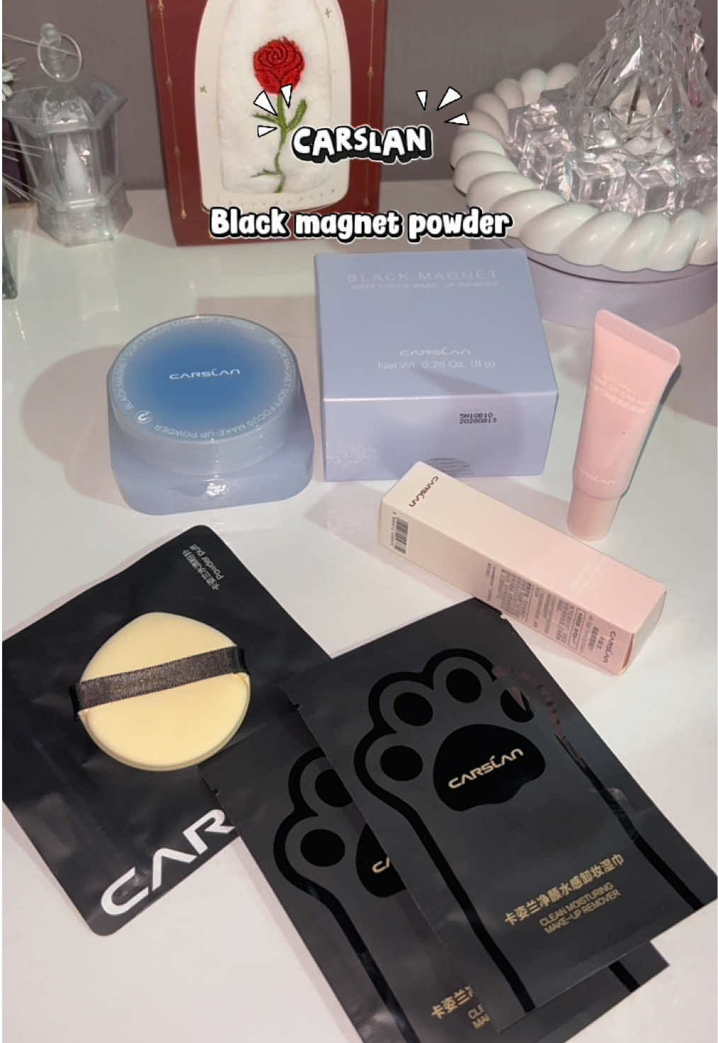 Firstime jumpa powder yang ada cooling effect ni siapa tak try rugii weh! best sangat korang! #carslan #carslanblackmagnet #powder #powderpuff #blackmagnetpowder 
