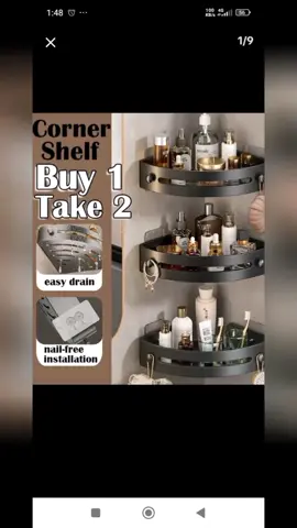 BUY 1 TAKE 2 Upgrade Bathroom Corner Shelf Punch-free Wall Mounted Triangle Storage Rack With Hooks BUY NOW!☺️