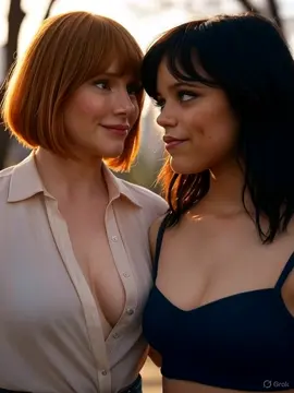 Bryce Dallas Howard x Jenna Ortega lesbian kissing 1 #AI #AIart #AIvideo #yuri #lesbian 