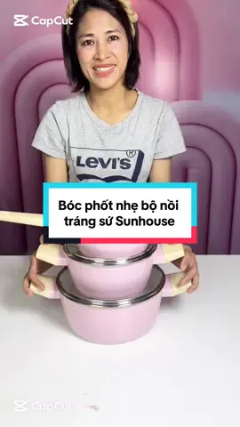 Bộ nồi tráng sứ nhà sunhouse #tuhaohangviet #Sunhouse #Giadung5⭐️