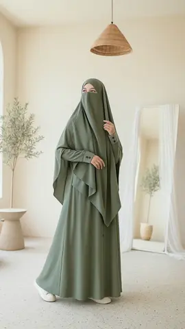 gamis abaya terbaru 2025 muslimah set khimar simpel dan mewah  #gamis  #abaya  #bajumuslimah 