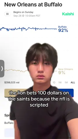 the lion wins 1000 dollars on Kalshi #lion #nfl #saints #bills#greenscreen 