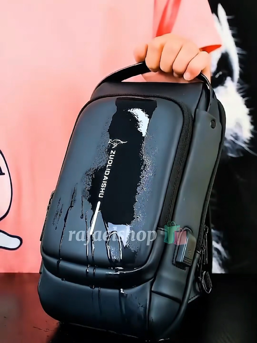 Mochila De Peito Masculina À Prova D'água Com Trava De Código USB Alta Qualidade #mochila #bolsa 