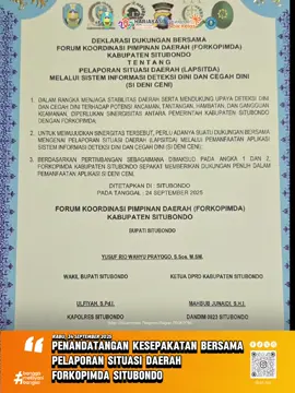 PENANDATANGANAN KESEPAKATAN BERSAMA PELAPORAN SITUASI DAERAH FORKOPIMDA SITUBONDO #masrio #mbakulfi #situbondonaikkelas #prokopimsitubondo 