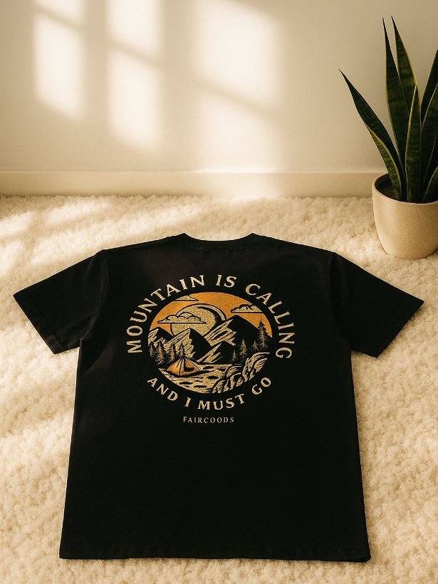 rekomendasi Fairgoods Kaos - Mountain Is Calling black yang nyaman banget dipakai sehari hari #kaosoblong #kaos #kaosdistro #fyp 