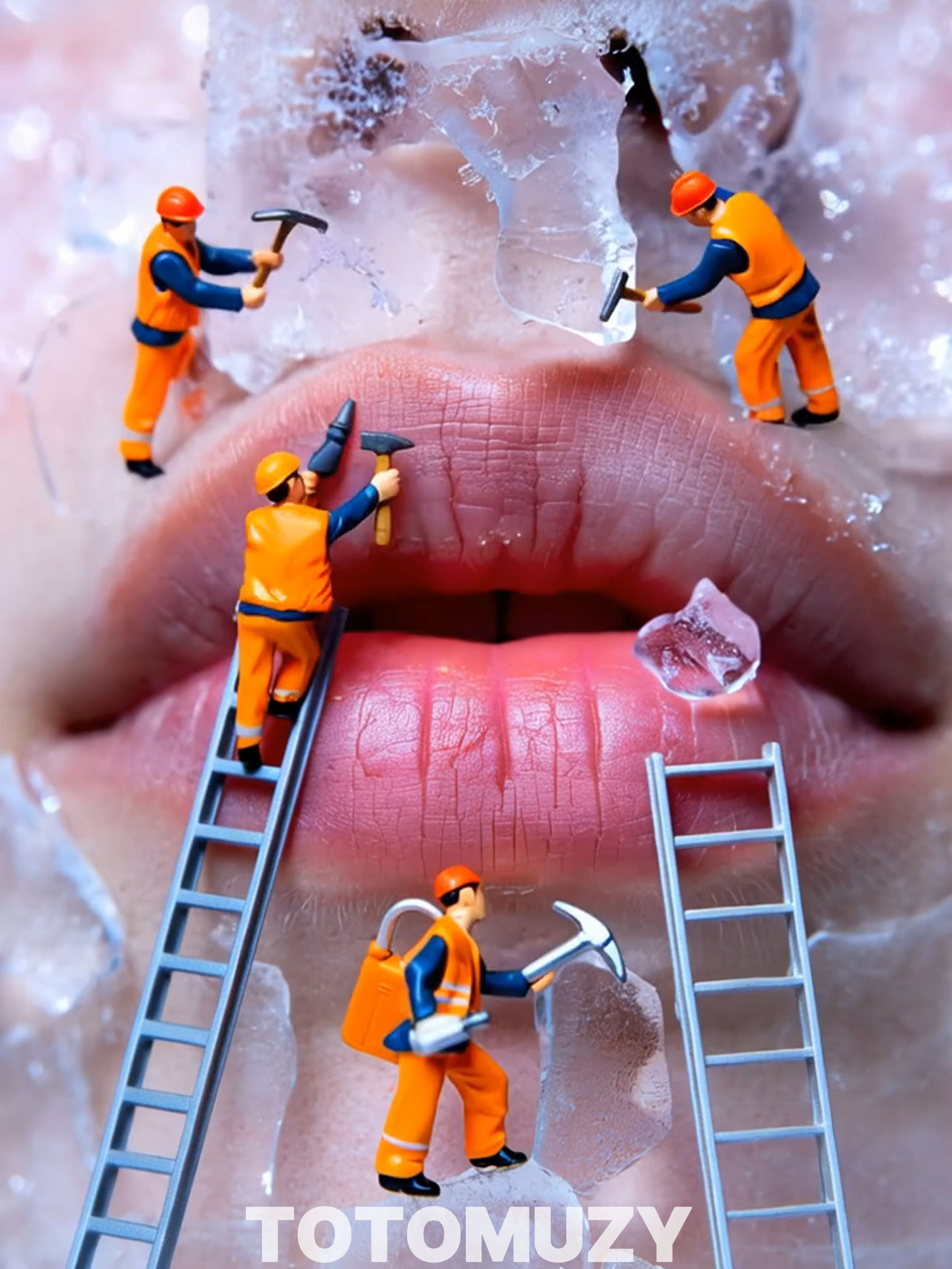 Tiny Workers Break Ice and Restore Frozen Lips | Extreme Macro ASMR 👇 🎯 Create your own AI shorts here: Hailuo AI > https://hailuoai.video/ #hailuoai #minimax #hailuo02 Watch tiny workers battle against thick layers of ice on cracked frozen lips! ❄️ They chip, spread cream, and polish until the lips are fully smooth and glossy. A surreal, oddly satisfying ASMR transformation in extreme macro. #TinyWorkers #FrozenLips #ExtremeMacro #OddlySatisfying #ASMRArt #SurrealVideo #Weirdcore #SkinRepair #SatisfyingEdits #3DRender