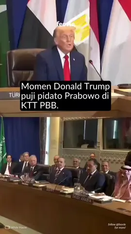 Momen menarik terjadi saat Presiden AS Donald Trump bertemu dengan para pemimpin Arab usai KTT PBB. Dalam kesempatan itu, Trump menyempatkan diri memuji Presiden RI Prabowo Subianto atas pidatonya soal Gaza yang dinilai penuh energi dan berani di hadapan forum dunia. Ia menyebut pidato Prabowo sebagai sesuatu yang hebat dan menyinggung aksinya menggebrak meja sebagai simbol ketegasan. Menurutnya, tidak mudah berbicara di forum sebesar PBB, namun Prabowo dinilai berhasil tampil kuat dan tegas.