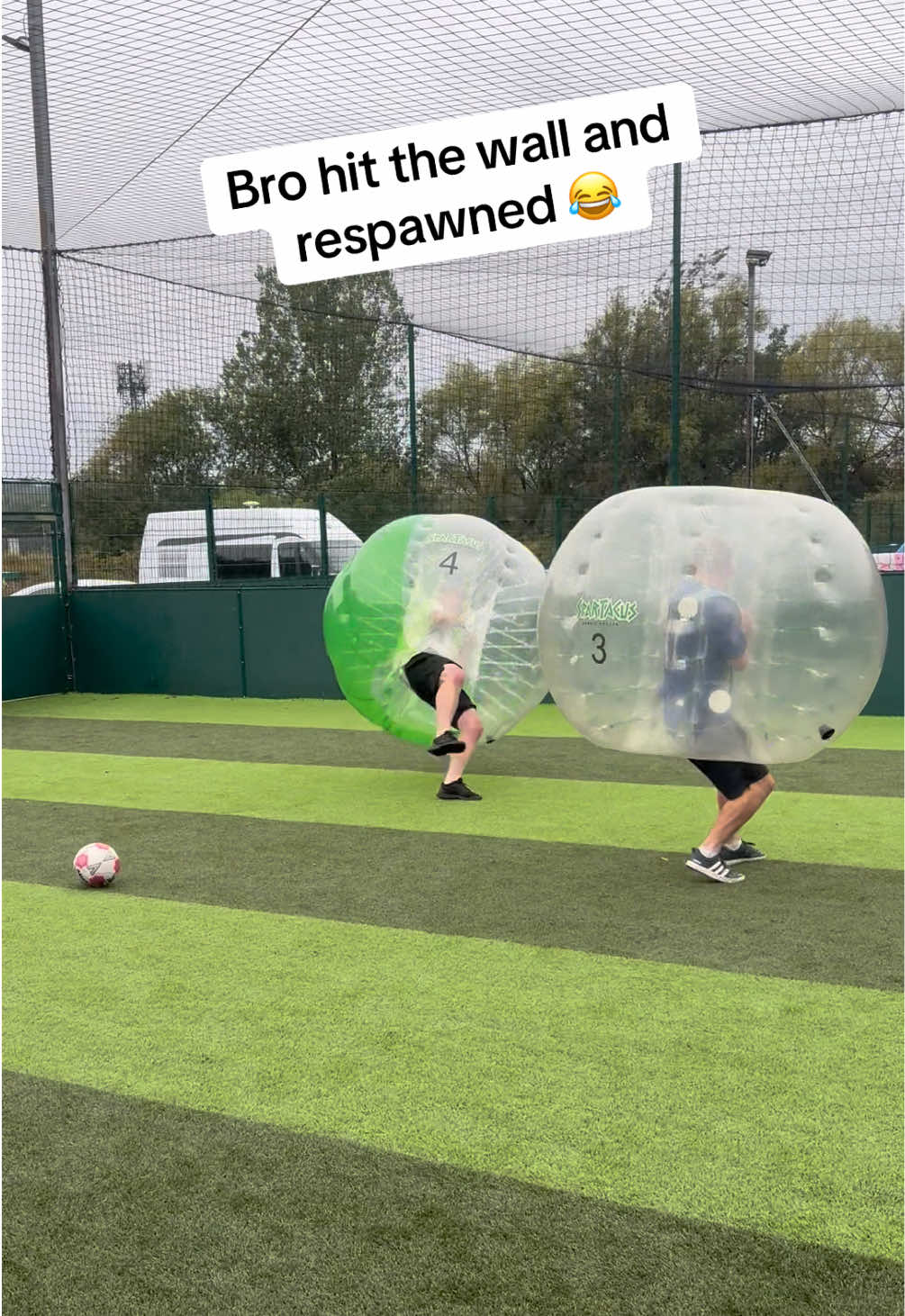 Man wanted revenge 😂 #spartacusbubblesoccer #footballfunny #viralvideos #zorbing #bubblefootball 