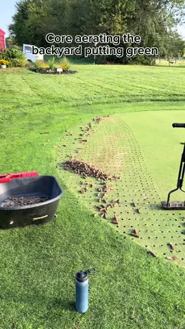 Aerating a putting green relieves soil compaction, improves air and water movement in the root zone, and promotes healthier turf growth.#backyardputtinggreen 
