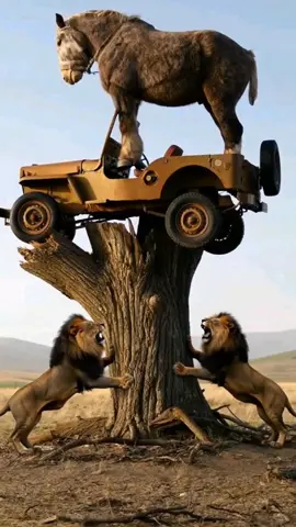 lions attacked oj innocent horse 🐴🐎🐴🐎#lions #attacked #camel #cow #horse 