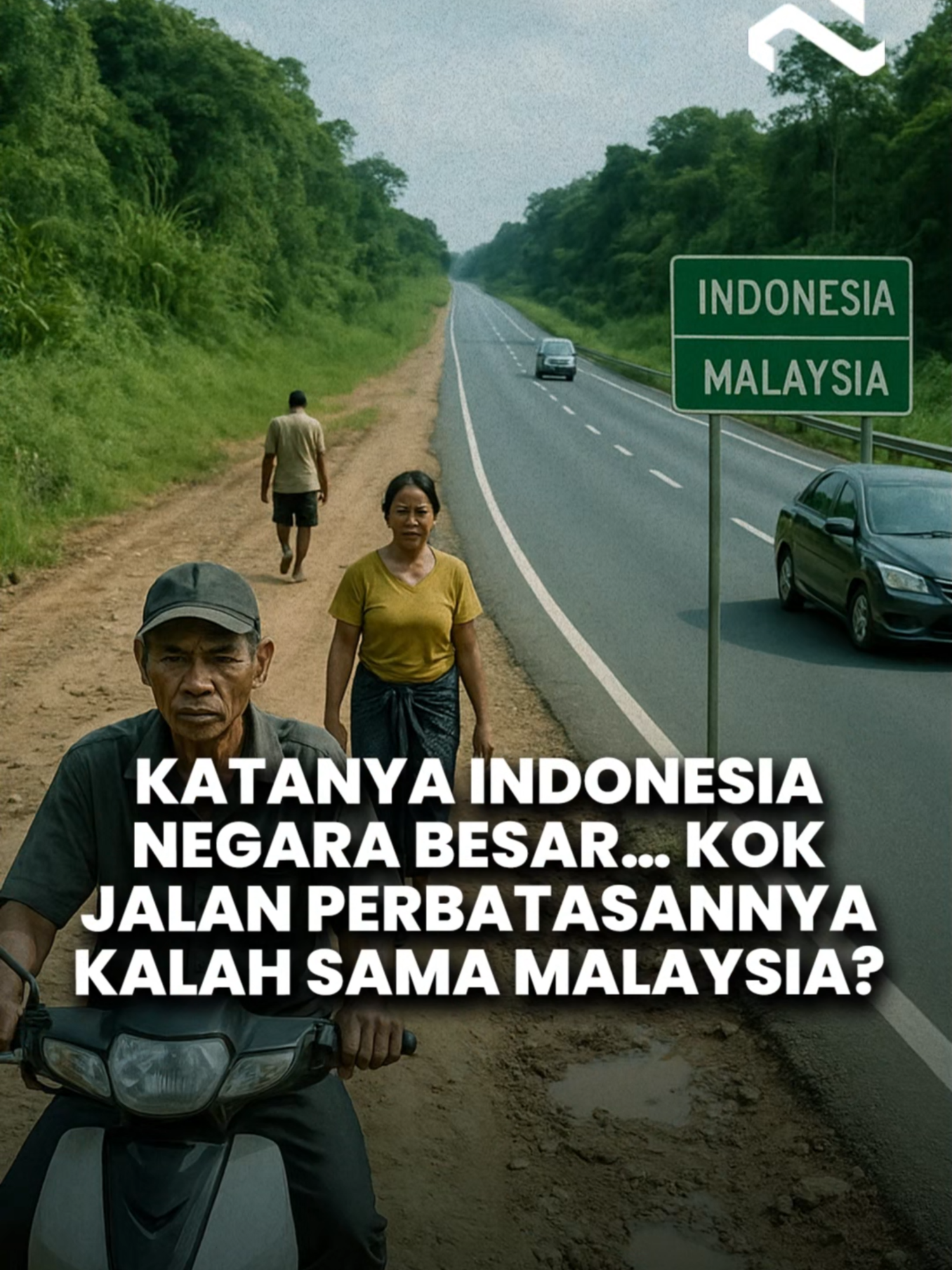 Katanya Indonesia negara besar, tapi lihatlah perbatasan Paloh, Sambas. Di sisi Malaysia: jalan mulus beraspal. Di sisi Indonesia: tanah merah becek.  Dari 800 km jalan perbatasan Kalbar, hampir 240 km masih tanah yang jadi akses warga untuk sekolah, berobat, dan angkut hasil tani.  Pertanyaannya, kapan wajah negara besar ini bener-bener hadir di tapal batasnya? #PerbatasanIndonesia #Infrastruktur #KalimantanBarat #FaktaIndonesia
