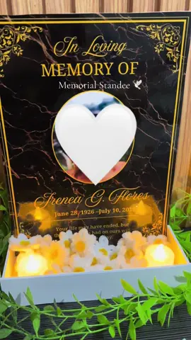 Memorial Standee/Sintra Lapida  with free 2 LED CANDLES , Laminated with glitter/glossy phototop #memorialstandee #sintralapida 
