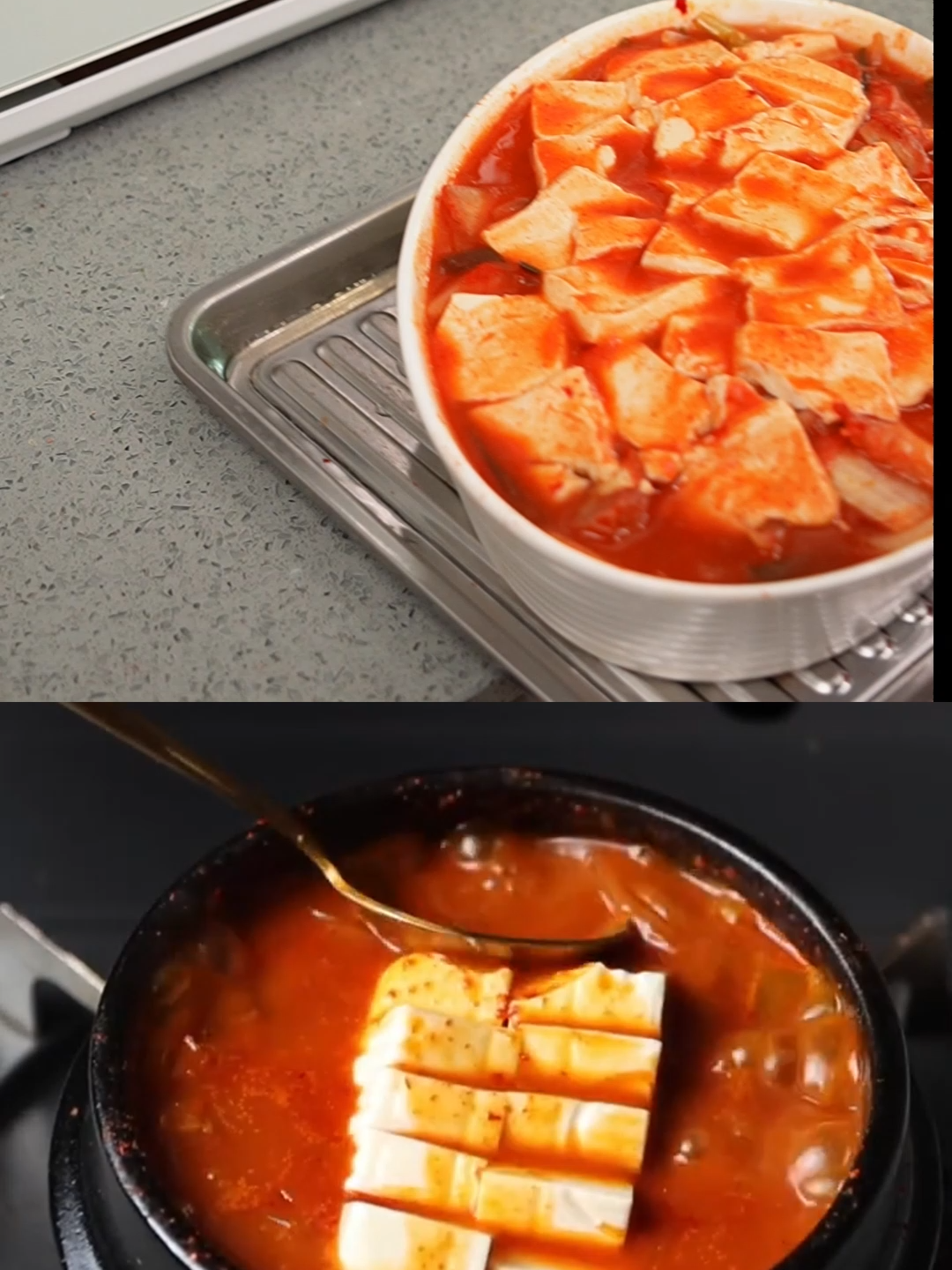 You can also easily make kimchi tofu pot using a steam oven#steamoven #tjean #oven