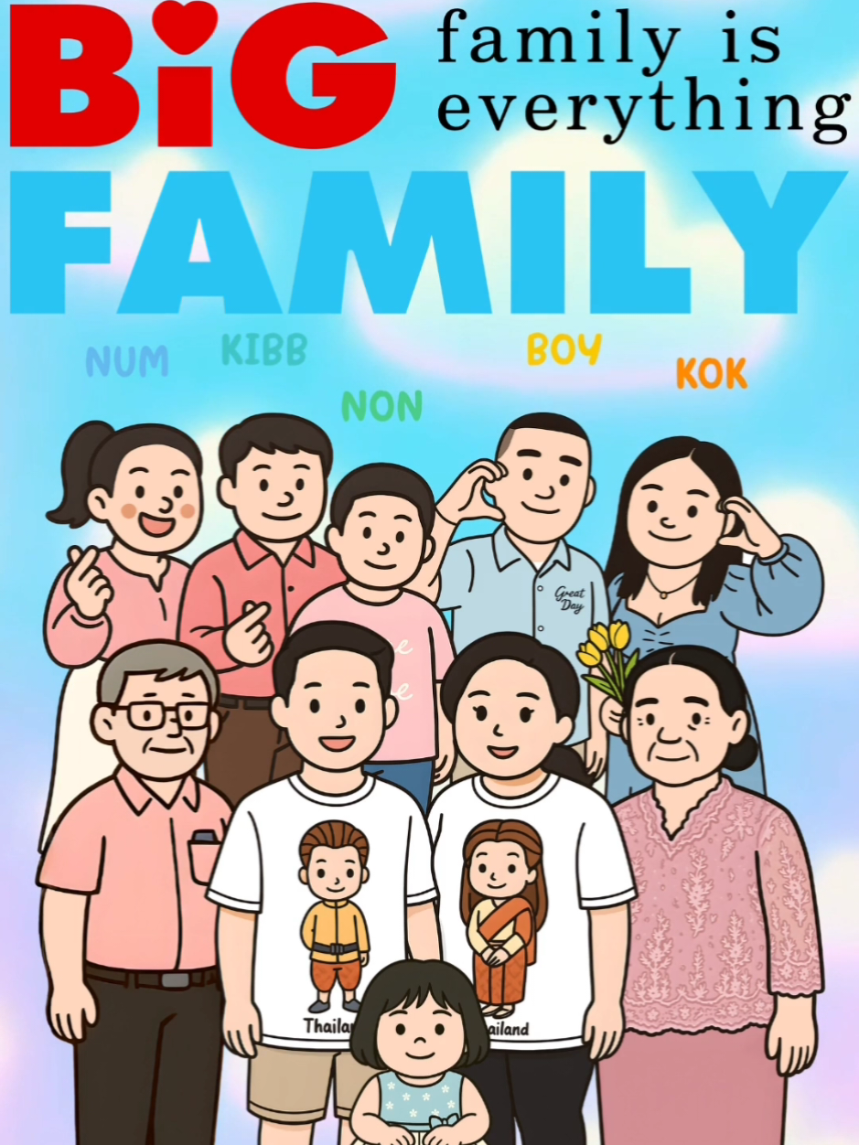 👨‍👩‍👧‍👦 ครอบครัวไหนก็ต้องมีเสื้อลายพิเศษ! เสื้อครอบครัววาดการ์ตูน ✍️ ฟรีออกแบบ ✔️ วาดการ์ตูนหน้าคนจริง ✔️ เพิ่มชื่อ/ข้อความได้ ✔️ ใส่แล้วน่ารัก อบอุ่น เหมาะกับทุกโอกาส เสื้อตัวเดียวเก็บความทรงจำของทั้งบ้านไว้ได้เลย 💕 #เสื้อครอบครัว #เสื้อยืดสั่งทำ #วาดการ์ตูนฟรี #เสื้อน่ารัก #ครอบครัวอบอุ่น 