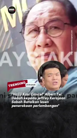 Seorang ahli perniagaan, Albert Tei, mendakwa telah menyerahkan RM1.6 juta kepada Timbalan Ketua Menteri, Datuk Seri Dr. Jeffrey Kitingan, sebelum Pilihan Raya Umum 2020. Dakwaan itu timbul melalui rakaman perbualan di sebuah restoran di Kuala Lumpur yang dimuat naik oleh portal MalaysiaKini. Albert turut menyatakan pelaburan syarikatnya bernilai RM7.7 juta sehingga Mei 2024 terjejas selepas beberapa lesen penerokaan perlombongan dibatalkan oleh Ketua Menteri, Datuk Seri Hajiji Noor. Dalam rakaman itu, Jeffrey tidak menafikan atau mengesahkan butiran disebut. Kerajaan negeri sebelum ini menegaskan semua lesen penerokaan perlombongan tertakluk kepada dasar semasa, faktor keselamatan, kepentingan awam serta kelestarian alam sekitar.