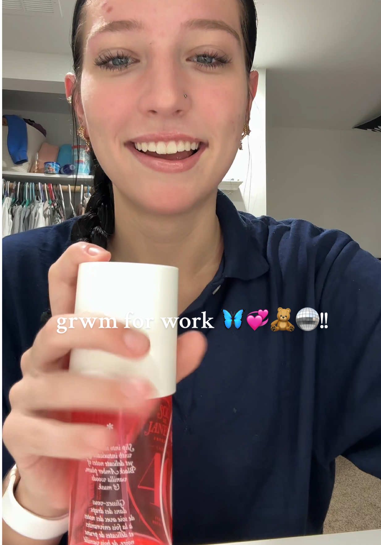 GRWM for work 🦋💞🧸🪩!! i finally told everyone after hiding it for 9 months and i was scared for no reason because they’re all being so sweet and they love the idea i don’t know why i even stressed. I love them so much! but guys why is it only wednesday like i need it to be friday.. #grwmforwork #grwms #plsgoviral #jesuslovesyou #teamwork 