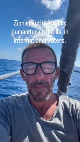 Zionist entity attacks humanitarian flotilla, in international waters. #GlobalSumudFlotilla #GlobalMovementToGaza #SailToGaza