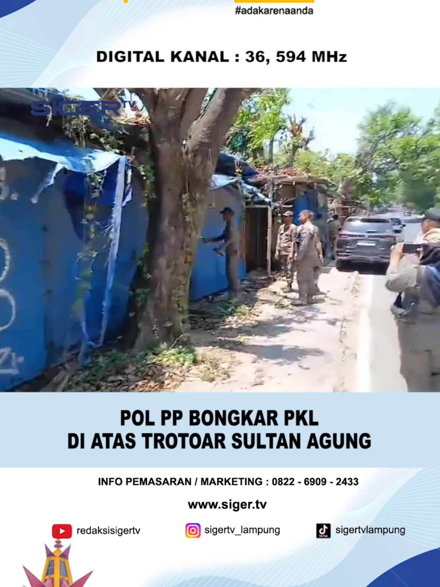 POL PP BONGKAR PKL DI ATAS TROTOAR SULTAN AGUNG #sigertv  #adakarenaanda  #pemkotbandarlampung  #satpolpp  #bongkarlapakpkl