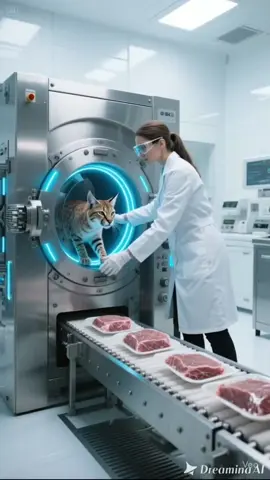 Unbelievable Futuristic Machine Experiment with a Caracal | 8K Hyper Realistic Scene | ultra Realistic industrial #meat #viral  #tiktokpakistan #ai #viral