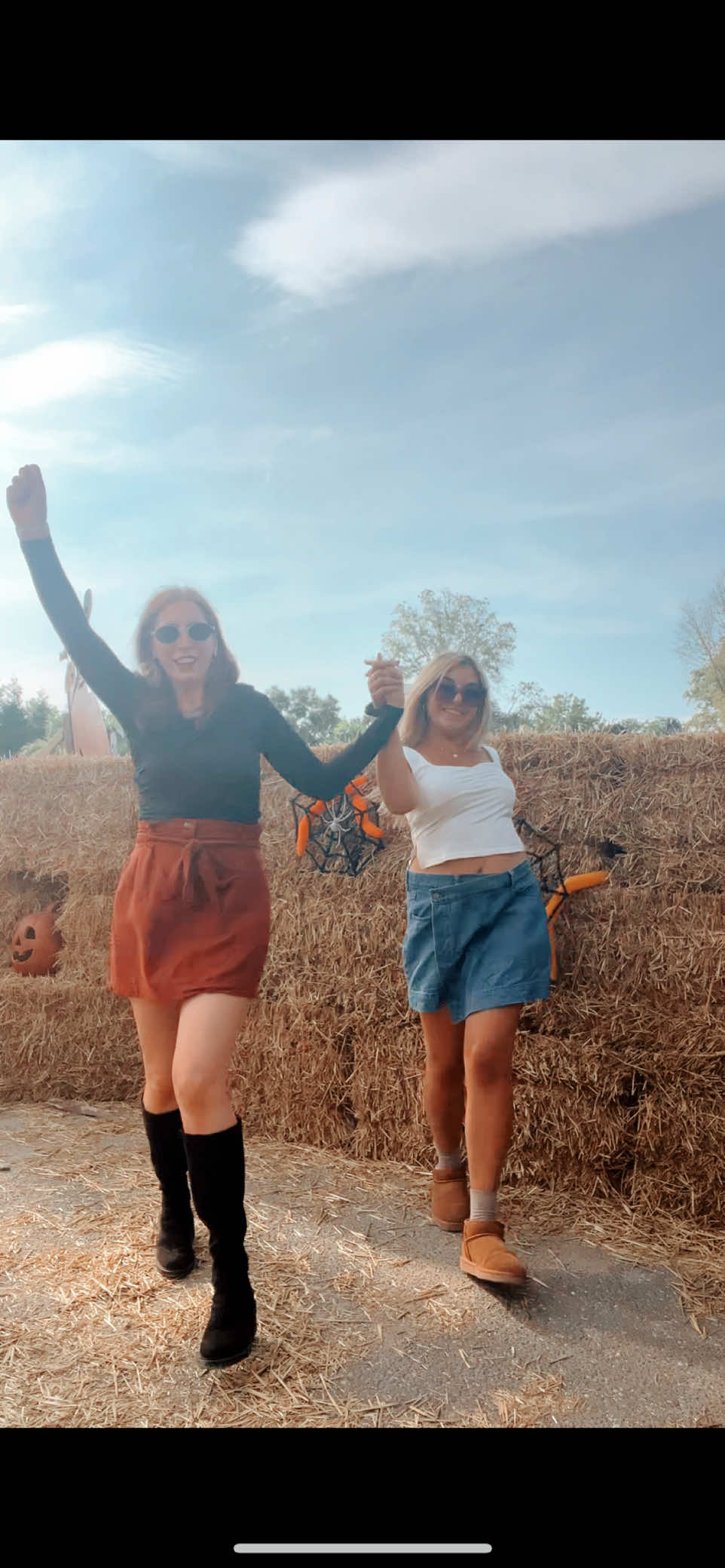 we prob looked crazy twirling around the pumpkin patch like this but can you tell fall is our favorite season? 🤣🎃🍁🫶🏼 here’s to cute fall outfits and more pumpkin patches all fall long #fallaesthetic #fallinspo #autumnaesthetic #gilmoregirls #falloutfits @Emily Cohen 