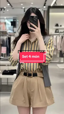 Set 4 món áo sơ mi , chân váy , thắt lưng , áo khoác #thoitrangnu #gaixinh #macdepmoingay #tiktokshop 