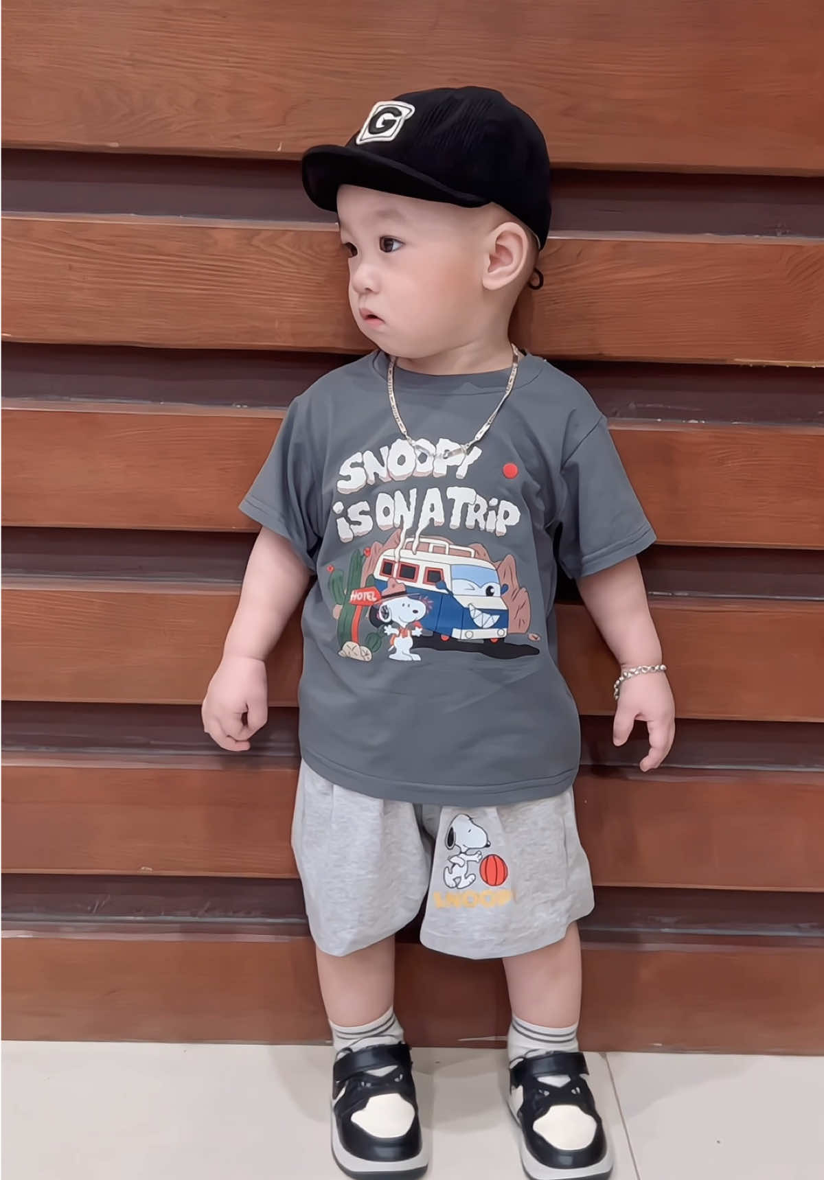 Bộ cotton in chữ snoopy cho bé iu🥰🥰 #xuhuongtiktok #embedangyeu #bodochobe 