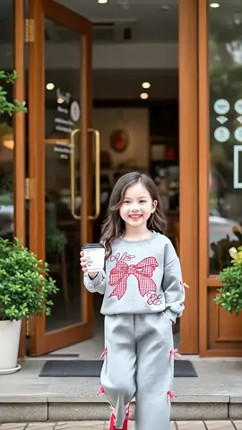 Bộ đồ nỉ cho bé gái phối nơ xinh. #bobegai #thoitrangtreem #xuhuong #trending #beyeutiktok 