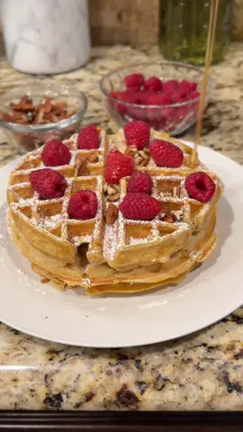 Get up and make that man BREAKFAST ❤️🧇 These Sweet Potato & Ricotta Waffles are soft, fluffy, and sooooo GOOD! Sweet Potato & Ricotta Waffles  Ingredients:  2 cups all purpose flour  1 tablespoon baking powder  1 tablespoon pumpkin pie spice  1/2 teaspoon salt  3 large eggs, room temperature  1 cup skim ricotta cheese  1 medium sweet potato, cooked, mashed, cooled  1 1/2 cups lactose-free dairy milk  1/4 cup unsalted butter, melted  1/4 cup brown sugar, packed  1 teaspoon vanilla extract  Directions: Whisk flour, baking powder, pumpkin pie spice and salt together in a large bowl to mix well. Whisk eggs lightly in a medium bowl. Add ricotta cheese and sweet potato; mix well. Whisk in milk, butter, brown sugar and vanilla until well blended. Make a well in the center of the flour mixture. Pour in the ricotta mixture and fold the ingredients together just until combined. The batter will not be completely smooth but will remain slightly pebbled. Heat waffle maker according to manufacturer’s directions. Spray lightly with cooking spray. Bake the batter, using the amount and cooking time recommended by your waffle maker manufacturer. For crisp waffles, do not underbake. Serve waffles immediately, or keep warm in a single layer on a rack in a 200°F oven until all the batter is cooked. #breakfastideas #waffles #Recipe #breakfast 