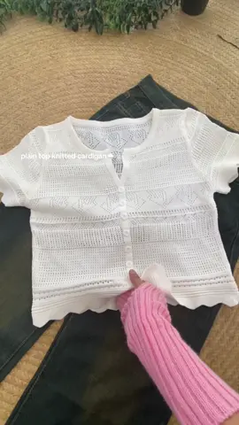 plain knitted cardigan top☁️ #vnecktops #eyelettop #tops 