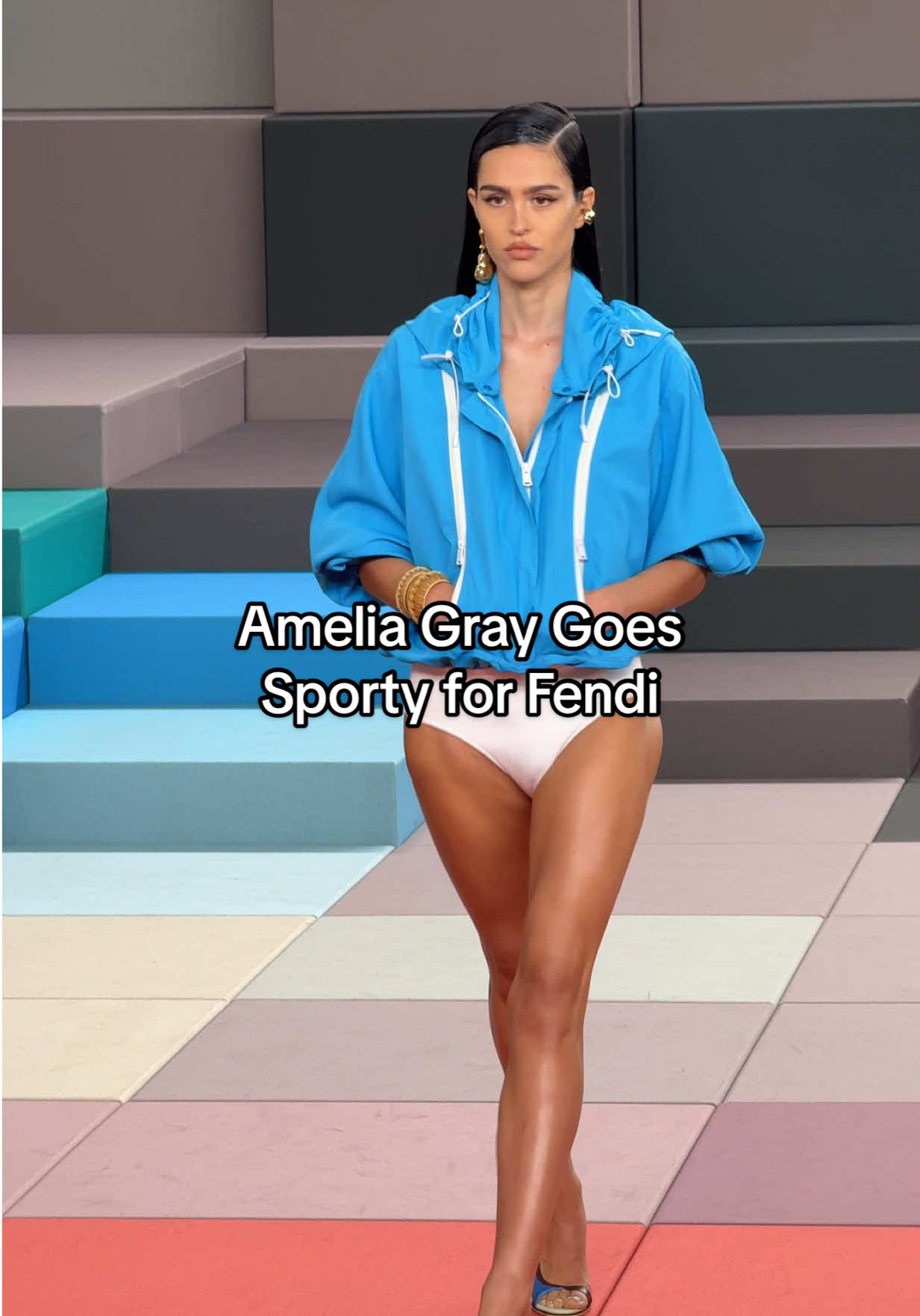 #AmeliaGray goes sporty for spring at today’s #Fendi show at #MilanFashionWeek.