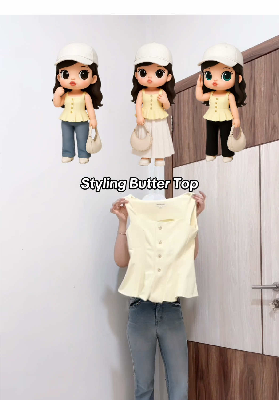 Styling butter top atasan kesukaankuu! Warnanya cantik bgt 😭🧈 #outfitideas #OOTD #atasan #atasanwanita #fashiontiktok 