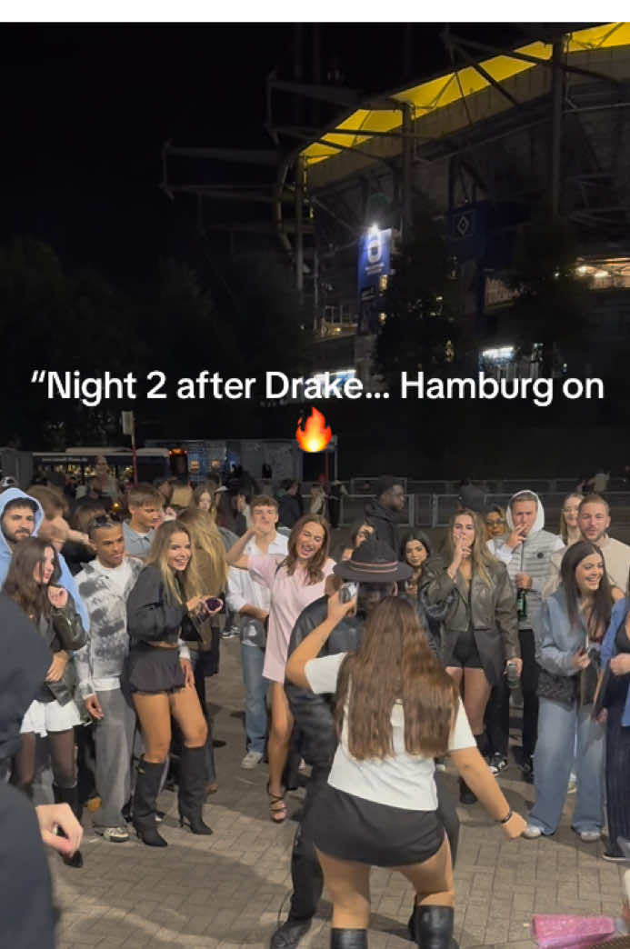 “Night 2 in Hamburg after the Drake show 🎤✨ The energy was unreal —  #Drake #DrakeConcert #DrakeHamburg #O2Arena 