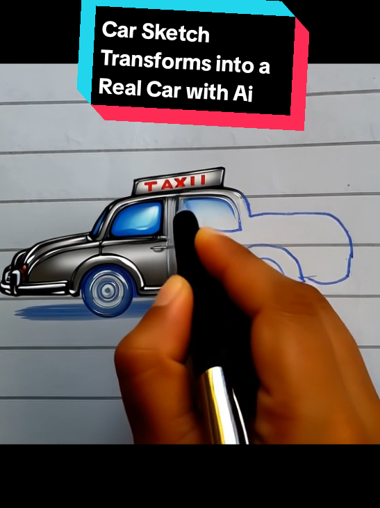 Car Sketch Transforms into a Real Car with AI   #aidrawing #aiart #cartransformation #sketchtoreality #tiktokviral #fyp 