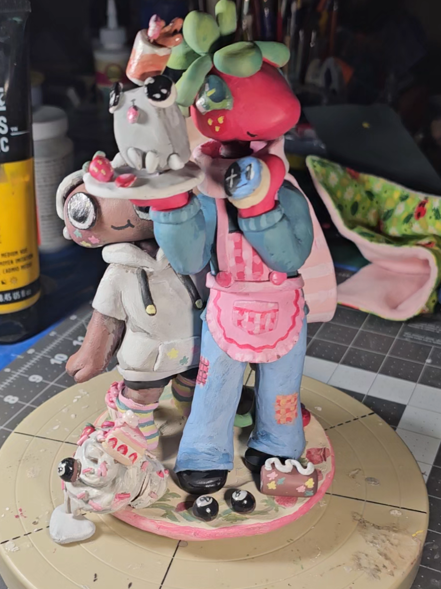 Sprout and Cosmo figure plus Pebble bc why not! thinking of doing teagen or yatta after I get a commission done and Nan done. COMMISSIONS OPEN info in cardd link in bio!!!!!! . . . #dandysworld #dandysworldcosmo #dandysworldsprout #dandysworldpebble #clay 