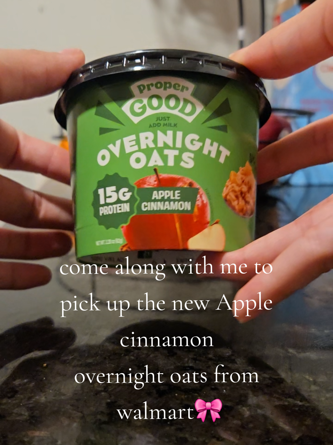 Come along with me to pick up the New Apple Cinnamon overnight oats tub  from Proper Good 🎀💗 Its so easy and simple to make ! 💓 #fyp  #easybreakfast #bestbreakfast #overnightoats #90secondmeal  @Proper Good 