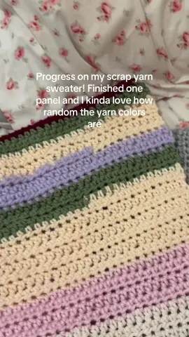 My scrap yarn project is coming along great and I’m so excited to use up some of the yarn I’ve had for years now!! #crochetinspo #crochetersoftiktok #scrapyarn #crochetsweater #fypシ゚ 