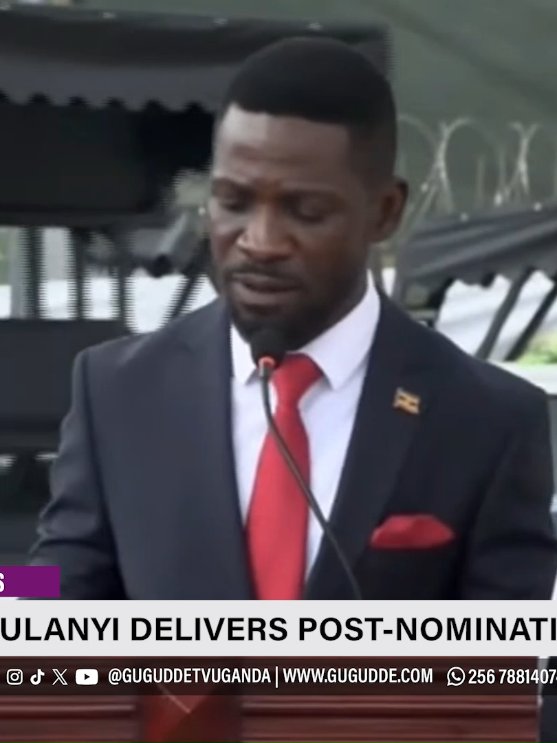 NUP's Robert Kyagulanyi Ssentamu delivers a post-nomination speech. Robert Kyagulanyi Ssentamu of the National Unity Platform (NUP) has officially become the 3rd candidate nominated on Day 2, and the 6th overall, for the 2026 Presidential Elections after fulfilling all legal requirements under the Presidential Elections Act, Cap 179. #Gwosalawo2026 #GuguddeTvUganda