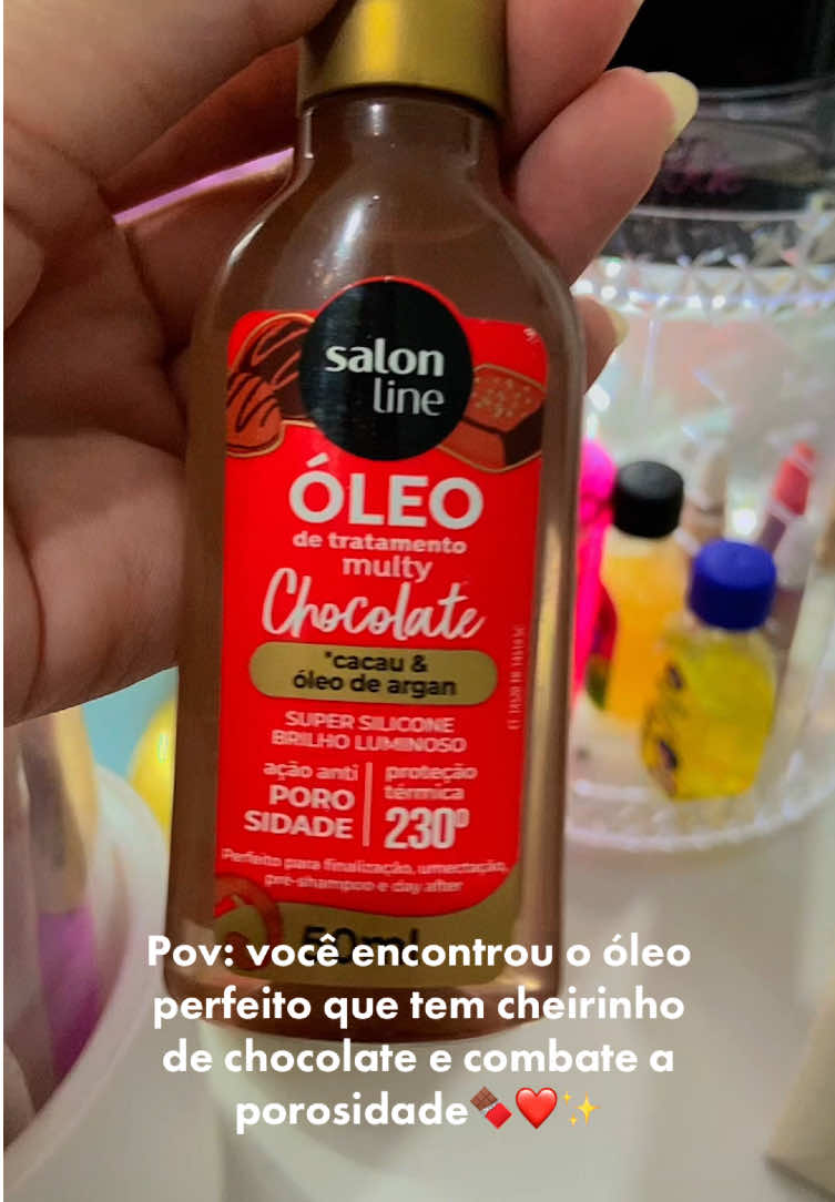 Óleo com cheirinho de 🍫 e combate porosidade✨ #salonline #oleochocolatesalonline #cabelo 