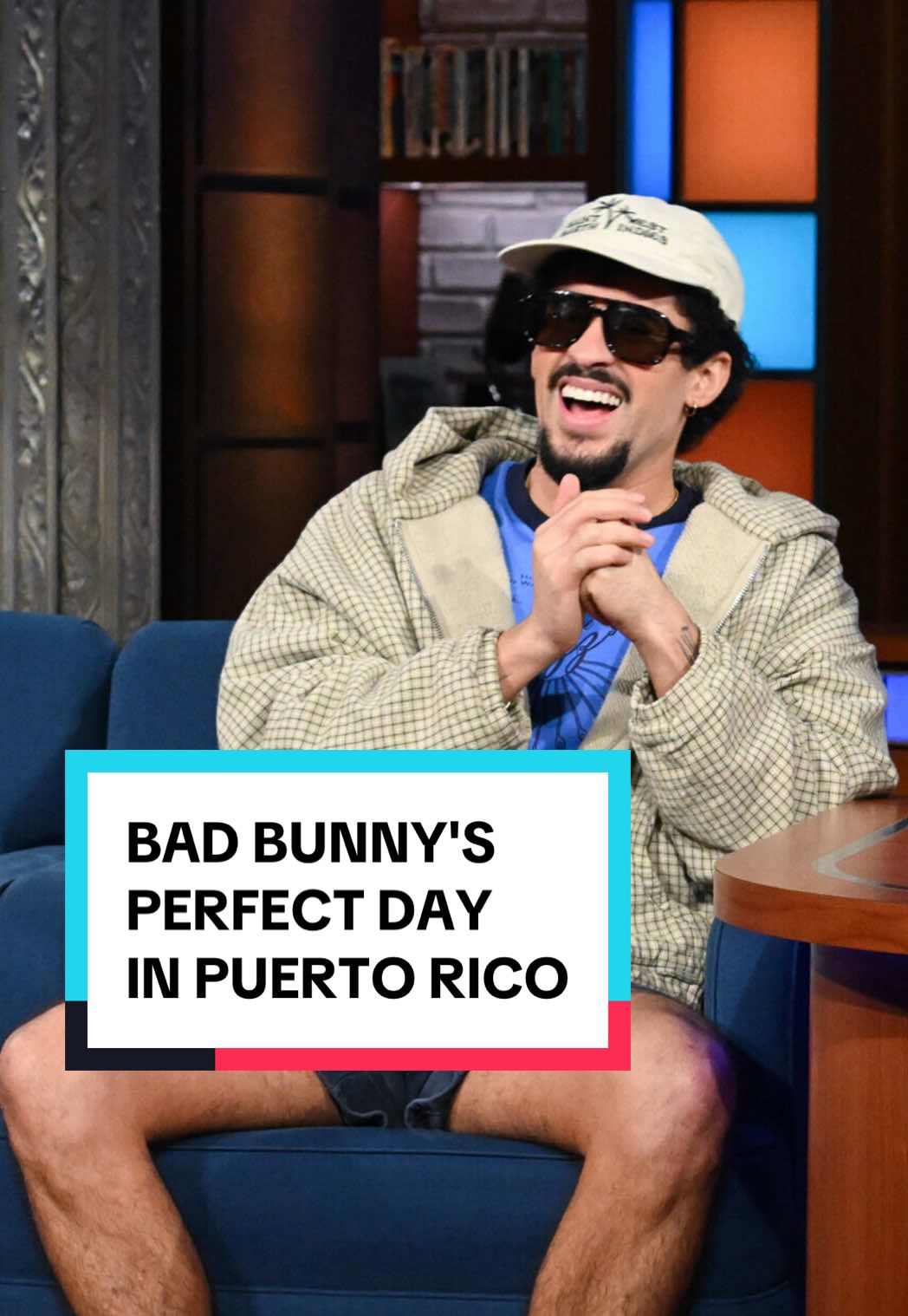For @Bad Bunny, a perfect day in Puerto Rico always has a happy ending. #Colbert #BadBunny #HispanicHeritageMonth 