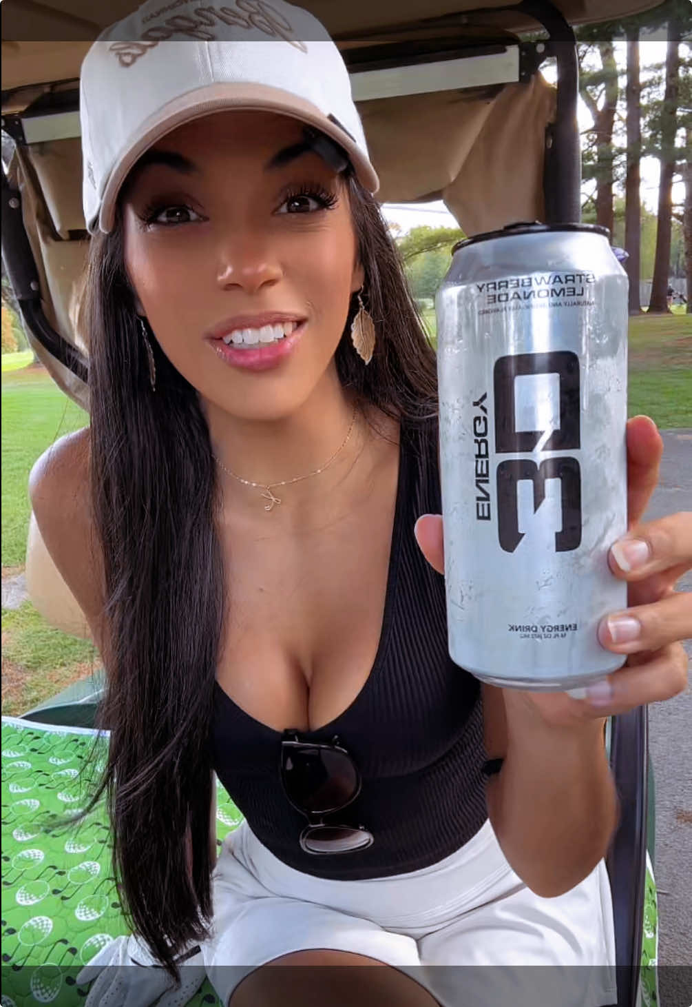 Finally got back out in the course this week which means another energy drink review! 🤪 We tried 3D Strawberry Lemonade 🍓🍋 and it was really good! Sweet and flavorful without being too sweet or tasting syrupy. 8.3/10!  I also hit my furthest drive I’ve ever hit this day - 189 yards! 🤯😁⛳️💚 #3denergy #energydrinks #drinkreview #golfing #golfgirl 