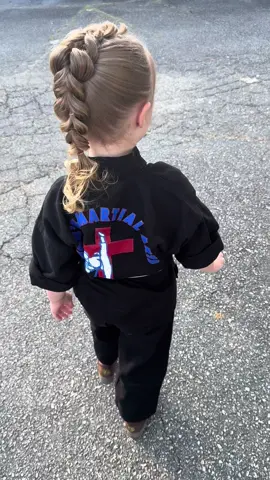 Hearing up for the take down. She wanted Rumi hair for karate #fyp #viral #huntrix #karate #momtok 