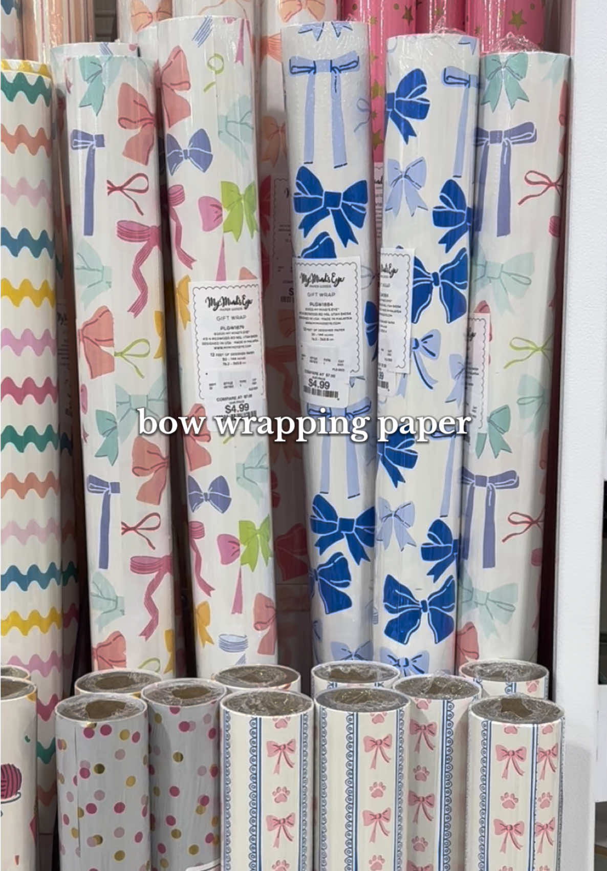 found the cutest bow wrapping paper at @HomeGoods and i'm obsessed. who else gets way too excited over wrapping paper finds? 😍🛒 #homegoods #birthdaygift #wrappingpaper #holidayaesthetic #viralshopping