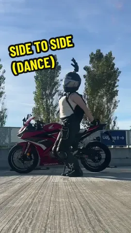 Tried dancing in leather…Imma just leave that to Groovy😅  Simple dance again, but it’s all my body allows for now. Still don’t get how Ariana does this in heels😭  #arianagrande #foryoupage #dancingbiker #bikersdancing #dancetrend 