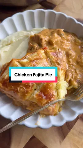 Chicken Fajita Pie Recipe As soon as autumn sets in, pie becomes one of my favourite comfort foods. There’s just something about breaking through a golden, flaky pastry to a rich, creamy filling that feels SO cosy. This chicken fajita pie is a twist on the classic, bringing in fajita spices, cheesiness and colourful veg for a hearty dish that’s perfect when the days turn colder. Recipe: Serves 4-5 - 600g chicken breast/thigh - 2 tbsp oil - 4 cloves garlic, minced - 1 tsp oregano - 1 tsp dried parsley - 1 tsp onion powder - 1 tsp garlic powder - 2 tsp paprika  - 1 tsp red chilli flakes, optional - 1/2 tsp black pepper - 1/2 tsp ground cumin - 1 tsp salt, or to taste - 1 tbsp tomato purée  - 1 red pepper - 1 green pepper - 1 red onion - 35g plain flour - 400ml chicken/veg stock - 150ml double cream - 1 tbsp fresh coriander, chopped - 50g shredded mozarella, optional - 1 sheet puff pastry - Egg wash, optional Method: 1. Heat the oil in a pan over medium heat. Add the chicken, garlic and all the spices. Cook for about 5 minutes until the chicken changes colour. 2. Stir in the tomato puree, peppers and onion. Cook for another 5 minutes until slightly softened. 3. Sprinkle over the flour, stir well and cook for 2-3 minutes to get rid of the raw flour taste. Gradually add the stock, stirring until thickened, about 4-5 minutes. 4. Mix in the cream and coriander, then remove from the heat. Taste for salt and adjust accordingly. Leave to cool completely. 5. Transfer to an ovenproof dish (or keep in the same pan if oven suitable). Scatter over mozzarella if using, then cover with puff pastry. 6. Brush with egg wash and bake in a preheated oven at 180C for 20-25 minutes until golden. Rest for 10 minutes before serving. 7. Serve with either mash, veg, chips or salad and enjoy. #pie #chickenpie #comfortfood #EasyRecipe 