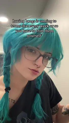 ngl yall i did cut them a lil too short this time smh #alttiktok #bluehair #bangs #diybangs 