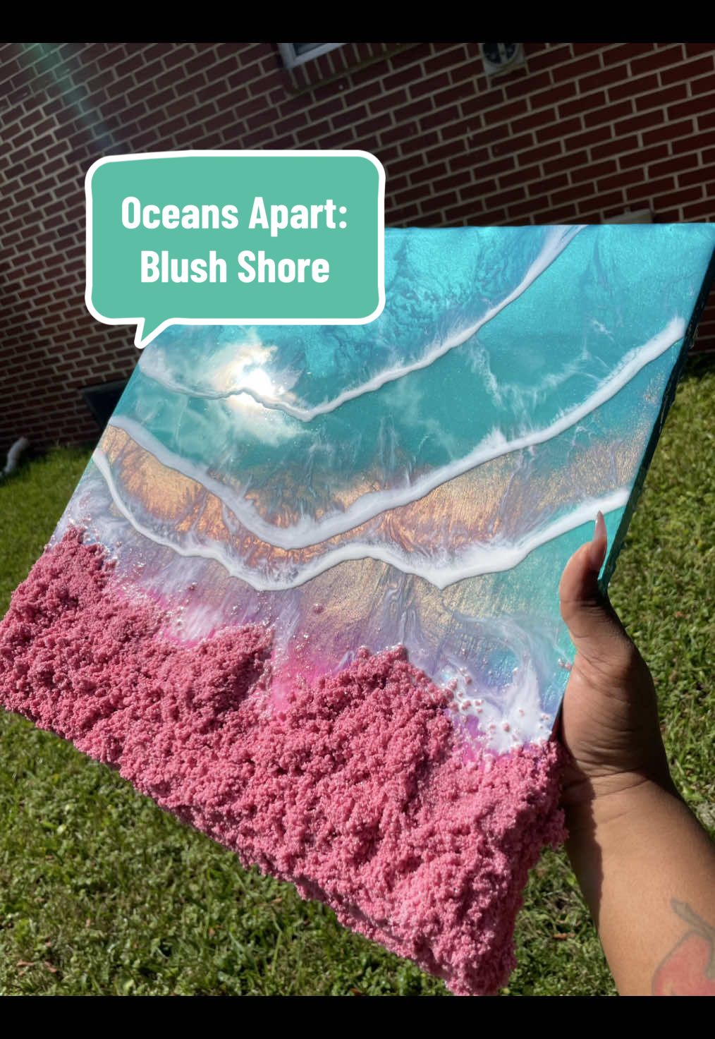 That glow!  This has been in my head for months and to finally see those pink sands come to life. This is so dreamy and I am in love.  1/4 of my “Oceans Apart” series.  The perfect way to end the summer.  “Blush Shore” 