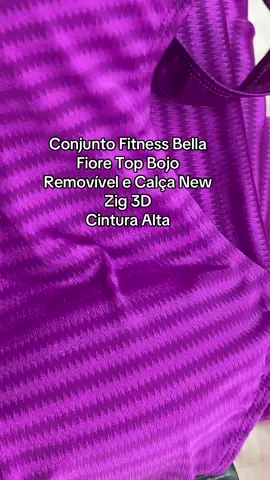 Conjunto Fitness Bella Fiore Top Bojo Removível e Calça New Zig 3D Alta